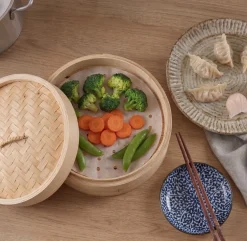 Cookinglife Stoommandje / Dim Sum Mandje - Bamboe - 3-Delig - ø 20 cm