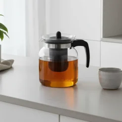 Cookinglife Theepot Borosilicaat Glas 1.5 Liter - met Kunststof Theefilter
