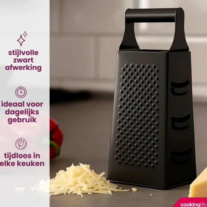Cookinglife Torenrasp - Rasp Vierzijdig - Zwart - 8 x 11 x 24 cm