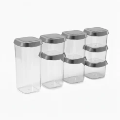 Cookinglife Voorraadpotten set - Met Grijze Deksels - 8 stuks