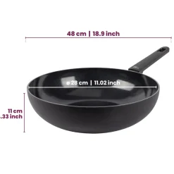 Cookinglife Wokpan Black Cera ø 28 cm - geschikt voor alle warmtebronnen - keramische anti-aanbaklaag