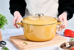 Cosy & Trendy Braadpan met deksel Fontestic Gietijzer Amber Gold ø 24 cm / 4.6 Liter - geëmailleerde anti-aanbaklaag
