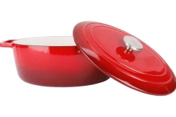 Cosy & Trendy Braadpan met deksel Fontestic Gietijzer Traditional Red Ovaal - 31 x 24 cm / 6 Liter - geëmailleerde anti-aanbaklaag