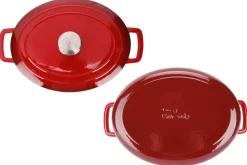 Cosy & Trendy Braadpan met deksel Fontestic Gietijzer Traditional Red Ovaal - 31 x 24 cm / 6 Liter - geëmailleerde anti-aanbaklaag