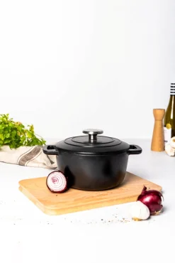 Cosy & Trendy Braadpan met deksel Fontestic Gietijzer Black ø 20 cm / 2.7 Liter - geëmailleerde anti-aanbaklaag