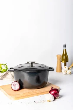 Cosy & Trendy Braadpan met deksel Fontestic Gietijzer Black ø 24 cm / 4.6 Liter - geëmailleerde anti-aanbaklaag