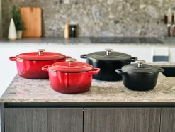 Cosy & Trendy Braadpan met deksel Fontestic Gietijzer Traditional Red ø 20 cm / 2.7 Liter - geëmailleerde anti-aanbaklaag