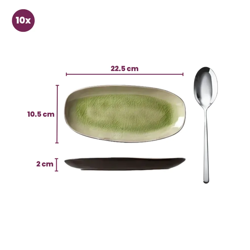 Cosy & Trendy Dessertborden / Tapasborden Streetfood 22.5 x 10 cm - 10 Stuks