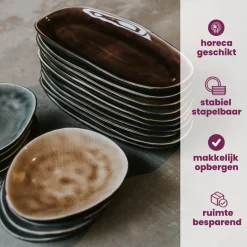 Cosy & Trendy Dessertborden / Tapasborden Streetfood 22.5 x 10 cm - 10 Stuks