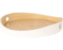 Cosy & Trendy Dienblad Rond - Wit / Bamboe - ø 32.5 cm