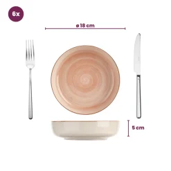 Cosy & Trendy Diepe Borden / Pastaborden Baltic Peach ø 18 cm - 6 stuks