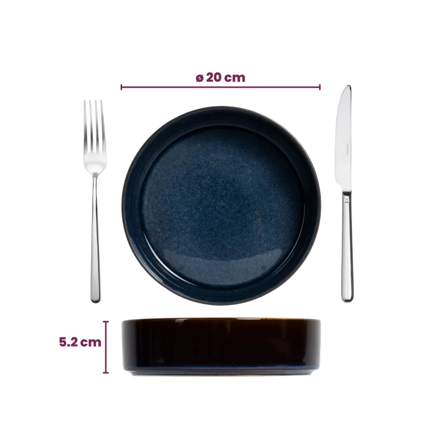 Cosy & Trendy Diepe Borden / Pastaborden - Quintana Blue ø 20 cm / H 5.2 cm - 4 Stuks