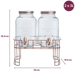 Cosy & Trendy Drankdispenser met houder - Koper - 2 x 3 liter