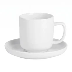 Cosy & Trendy Espressokopjes met Schotels Moon White 90 ml - 4 stuks
