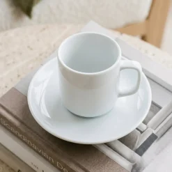 Cosy & Trendy Espressokopjes met Schotels Moon White 90 ml - 4 stuks