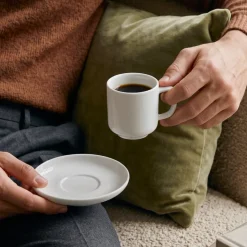 Cosy & Trendy Espressokopjes met Schotels Moon White 90 ml - 4 stuks