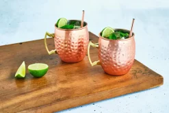 Cosy & Trendy Moscow Mule Cocktailbekers met Rietjes - Gehamerd Koper - 450 ml - 2 Stuks