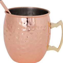Cosy & Trendy Moscow Mule Cocktailbekers met Rietjes - Gehamerd Koper - 450 ml - 2 Stuks