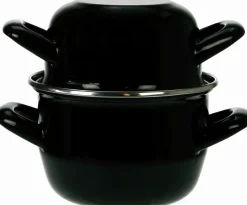 Cosy & Trendy Mosselpan - Emaille - Inductie geschikt - Zwart - ø 24 cm / 4 liter - geëmailleerde anti-aanbaklaag