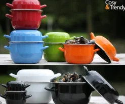 Cosy & Trendy Mosselpan - Emaille - Zwart - ø 20 cm / 3.3 liter - geëmailleerde anti-aanbaklaag