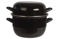 Cosy & Trendy Mosselpan - Emaille - Zwart - ø 20 cm / 3.3 liter - geëmailleerde anti-aanbaklaag