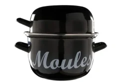 Cosy & Trendy Mosselpan - Emaille - Zwart - ø 18 cm / 2.8 liter - geëmailleerde anti-aanbaklaag