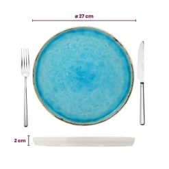 Cosy & Trendy Serviesset Laguna Azzurro 12-delig / 4 personen - 4 dinerborden, 4 ontbijtborden en 4 kommen