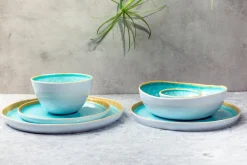 Cosy & Trendy Serviesset Laguna Azzurro 12-delig / 4 personen - 4 dinerborden, 4 ontbijtborden en 4 kommen