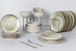 Cosy & Trendy Serviesset Sintra Ivy Green 16-delig / 4 personen - 4 dinerborden, 4 ontbijtborden, 4 diepe borden en 4 kommen