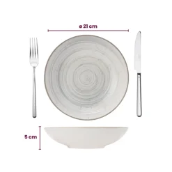 Cosy & Trendy Serviesset Sintra Dusty Blue 16-delig / 4 personen - 4 dinerborden, 4 ontbijtborden, 4 diepe borden en 4 kommen