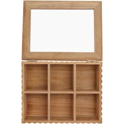 Cosy & Trendy Theedoos - Theekist - Acaciahout - 6 vakken - met Venster - 21 x 17 x 7.5 cm
