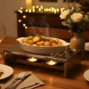 Cosy & Trendy Warmhoudplaat - Bordenwarmer met 2 theelichthouders - RVS - 26.4 x 14.9 x 7 cm