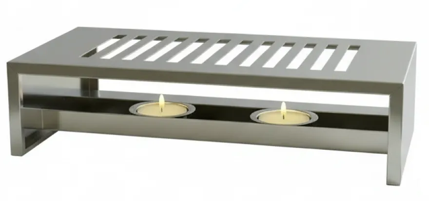Cosy & Trendy Warmhoudplaat - Bordenwarmer met 2 theelichthouders - RVS - 26.4 x 14.9 x 7 cm