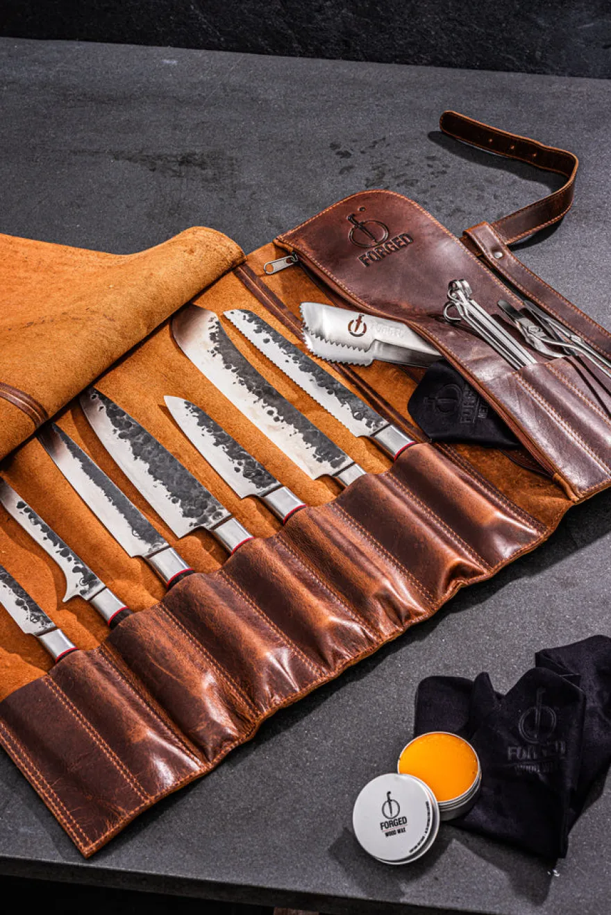Forged Messen beschermhoes - Geschikt voor 8 messen - 100% pull-up rundleer