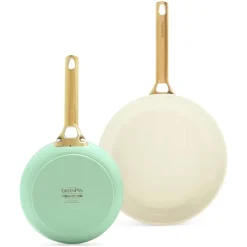 GreenPan Koekenpannenset Padova Reserve Mint Green 2-delig - ΓΈ 20 & 26 cm - Keramische anti-aanbaklaag