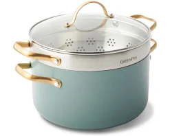 GreenPan Kookpan met Vergiet Padova Reserve Smokey Blue ø 24 cm / 5.7 Liter - keramische anti-aanbaklaag