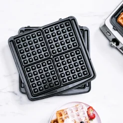 GreenPan Wafelijzer - RVS - inclusief 2 sets wafelplaten - Keramische anti-aanbaklaag