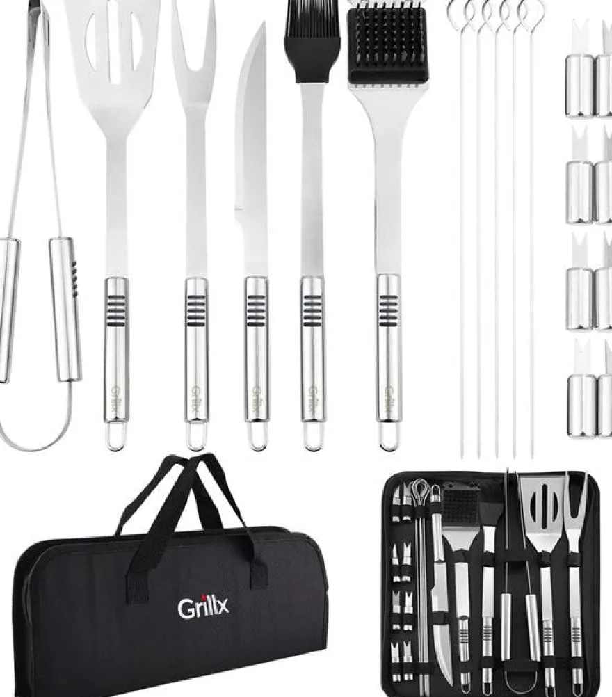 GrillX BBQ Accessoires Gereedschapset - BBQ Tang, Spatel, Vork, Borstel - Complete Barbecue Tools Set