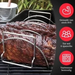GrillX BBQ Sparerib Rek - Hittebestendig Staal - Grillen van Vlees en Gevogelte