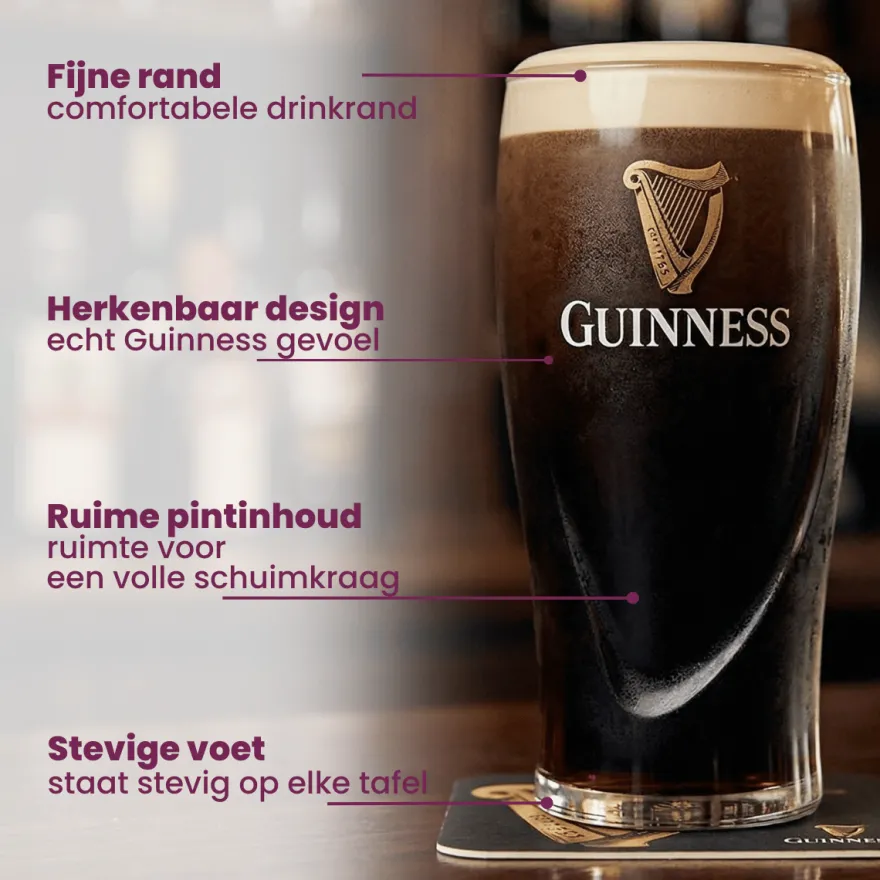Guinness Bierglazen Pint 500 ml - 2 Stuks
