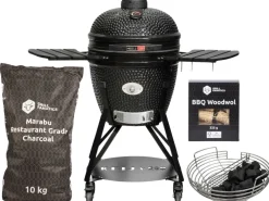 Keij Kamado BBQ Startersset - Pro Large Black 21 inch - met Houtskool, Aanmaakwokkels & Kolenmand