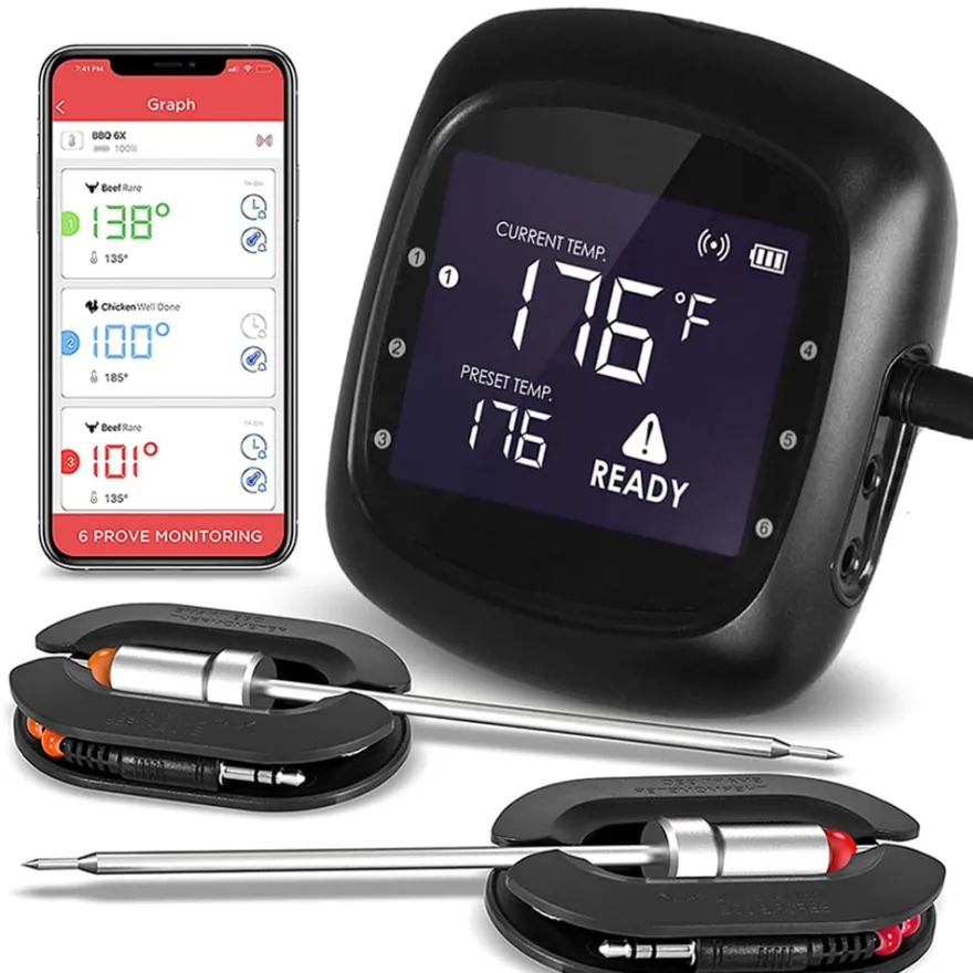 Keij Kamado BBQ Vleesthermometer Bluetooth - 2 probes - 6 poorten