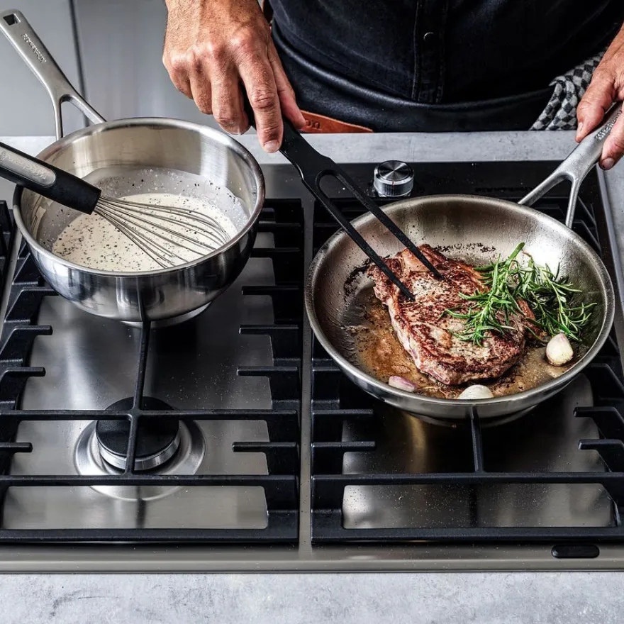 KitchenAid Koekenpannenset - Multi-Ply RVS - ø 24 en 28 cm - zonder anti-aanbaklaag