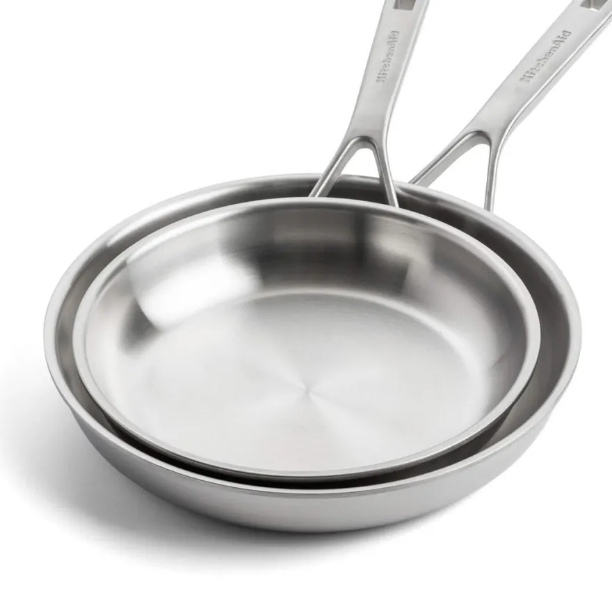 KitchenAid Koekenpannenset - Multi-Ply RVS - ø 24 en 28 cm - zonder anti-aanbaklaag