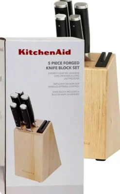 KitchenAid Messenblok Gourmet Berkenhout - 6-delig - Geintegreerde messenslijper