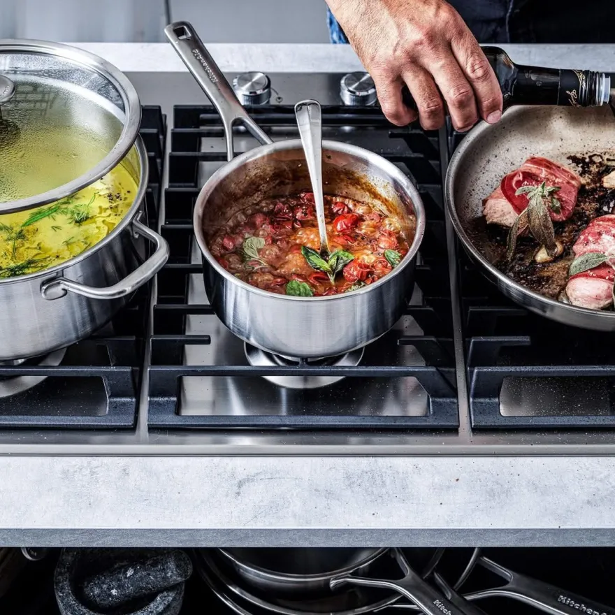 KitchenAid Pannenset Multi-Ply Stainless Steel 4-delig - RVS - Kookpan ø 20, 24 cm, Steelpan ø 16 cm & Koekenpan ø 24 cm