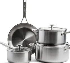 KitchenAid Pannenset Multi-Ply Stainless Steel 4-delig - RVS - Kookpan ø 20, 24 cm, Steelpan ø 16 cm & Koekenpan ø 24 cm