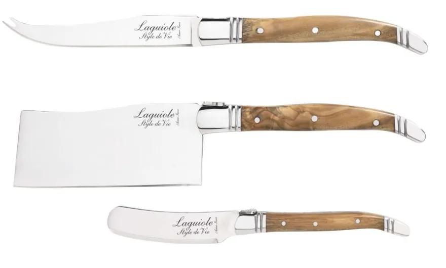 Laguiole Style De Vie Luxury Line Kaasmessen Olijfhout 3 - delig