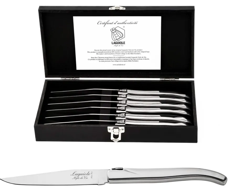 Laguiole Style de Vie Steakmessen Luxury Line RVS - 6 stuks