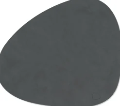 LIND DNA Placemats Nupo - Leer - Anthracite - Curved - Afwasbaar - 44 x 37 cm - 2 Stuks
